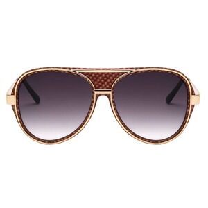 Sunglasses Brown Gold Frame Designer Fashion Sun Glasses Men Trendy Pilot‎ Style